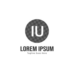 Initial IU logo template with modern frame. Minimalist IU letter logo vector illustration