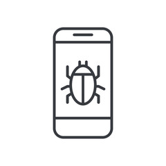 Bug, hack, smartphone, virus, icon, flat. Element of security for mobile concept and web apps illustration. Security system design, warning icon. Protection concept