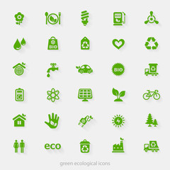 Vector material design green ecological icons collection