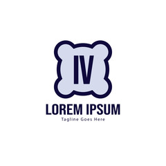 Initial IV logo template with modern frame. Minimalist IV letter logo vector illustration