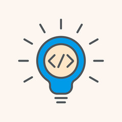 Code Idea Simple Symbol For Programming Specialist, Web Developer, Coder, Programmer, Creative Studio, Network Service, Software Firm etc. Represents the Concept of Creative Coding & Smart Solutions.