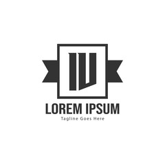Initial IV logo template with modern frame. Minimalist IV letter logo vector illustration