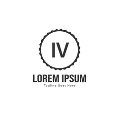Initial IV logo template with modern frame. Minimalist IV letter logo vector illustration