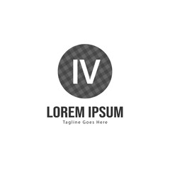 Initial IV logo template with modern frame. Minimalist IV letter logo vector illustration