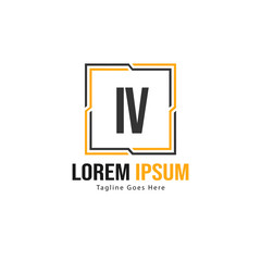 Initial IV logo template with modern frame. Minimalist IV letter logo vector illustration