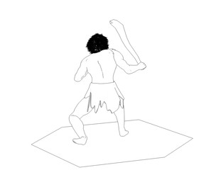 war character, contour visualization, 3D illustration, sketch, outline