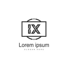 Initial IX logo template with modern frame. Minimalist IX letter logo vector illustration