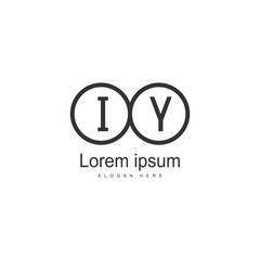 Initial IY logo template with modern frame. Minimalist IY letter logo vector illustration