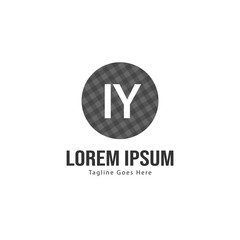 Initial IY logo template with modern frame. Minimalist IY letter logo vector illustration