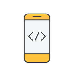 Smartphone icon with coding symbol