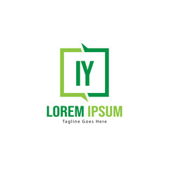 Initial IY logo template with modern frame. Minimalist IY letter logo vector illustration