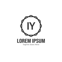 Initial IY logo template with modern frame. Minimalist IY letter logo vector illustration