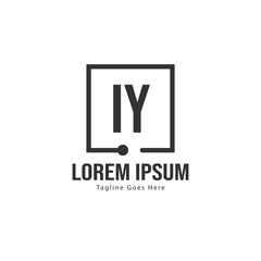 Initial IY logo template with modern frame. Minimalist IY letter logo vector illustration