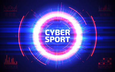 Cyber sport abstract background. Professional gaming stream banner design. Sci-fi futuristic crosshair. HUD user interface. Electronic sport vector illustration. Esport event poster concept.