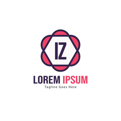 Initial IZ logo template with modern frame. Minimalist IZ letter logo vector illustration