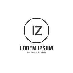 Initial IZ logo template with modern frame. Minimalist IZ letter logo vector illustration