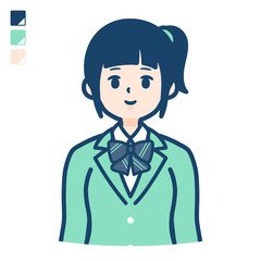 simple type school girl Green Blazer_upper body.eps