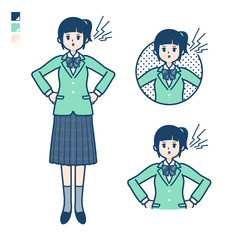 simple type school girl Green Blazer_anger