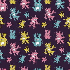 Cute cartoon colorful mosters . Vector Seamless pattern