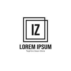 Initial IZ logo template with modern frame. Minimalist IZ letter logo vector illustration