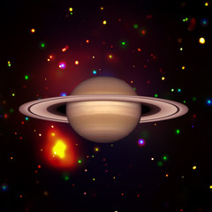 Saturn. Planet against galaxies and stars. The elements of this image furnished by NASA.