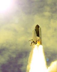 Rocket liftoff. The elements of this image furnished by NASA.