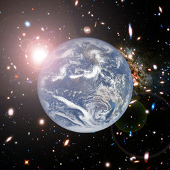Earth and light. The elements of this image furnished y NASA.