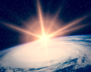 Earth sunrise. The elements of this image furnished by NASA.