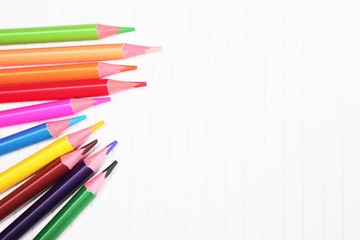 Colorful pencils with copy space on white background,education back to school, sale, shopping concept.