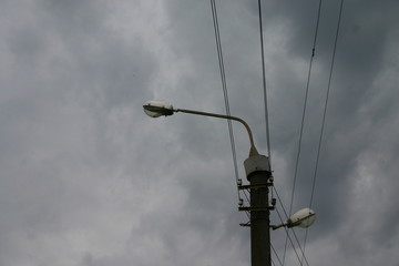 Obraz premium old electric pole and wires