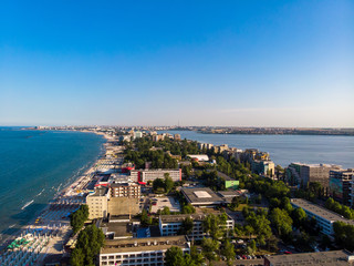 Aerial view of Mamaia in Constanta, popular tourist place and resort on black sea in a Romania. 