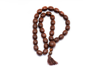 Religion wooden Beads isolated on white Background
