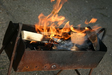 fire on the grill