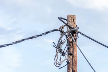 Power knot on pole next to the private resorts in leptokaria, Greece