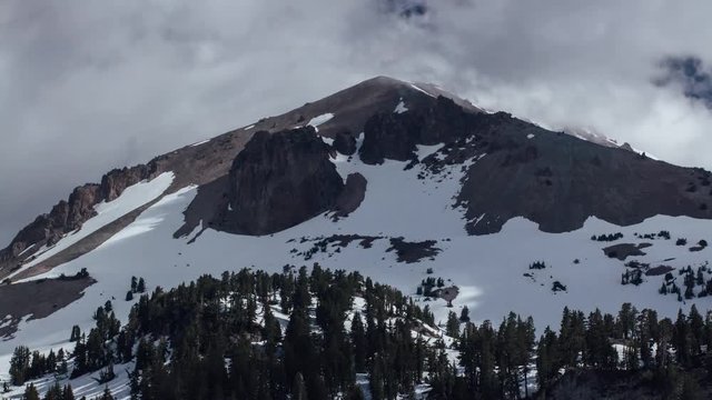 Closeup of Mt Lassen in the Clouds
