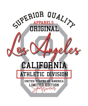 Los Angeles typography sport for t-shirt printing design and various uses, vector image.