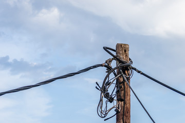 Power knot on pole next to the private resorts in leptokaria, Greece
