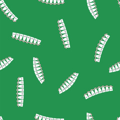 Medical Braces Teeth. Dental Care Seamless Background. Orthodontic Treatment. Cartoon Opening Mouth.