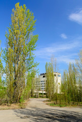 Abandoned houses in the city of Pripyat. Ukraine April 27, 2019