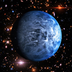 Blue extrasolar planet with atmosphere. The elements of this image furnished by NASA.