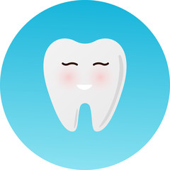 Cute healthy shiny cartoon tooth character, childrens dentistry concept vector Illustration icon