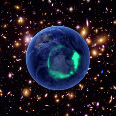 Planet earth and aurora. The elements of this image furnished by NASA.