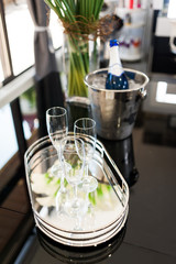 Wedding champagne welcome drinks