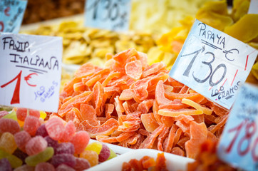 mix of fresh fruits within the spanish market 