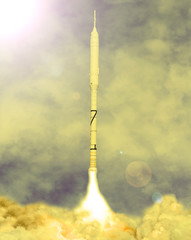 Rocket liftoff. The elements of this image furnished by NASA.
