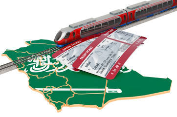 Rail travel in Saudi Arabia, concept. 3D rendering