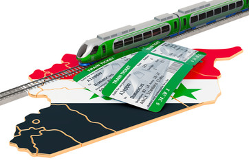 Rail travel in Syria, concept. 3D rendering