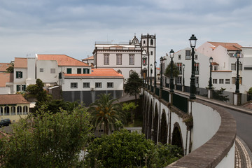 Fototapeta na wymiar Bridge and city view, Nordeste, Sao Miguel