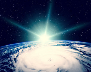 Planet earth and fascinating sunrise. The elements of this image furnished by NASA.