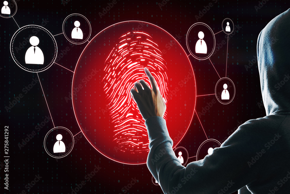 Poster Hacker with fingerprint